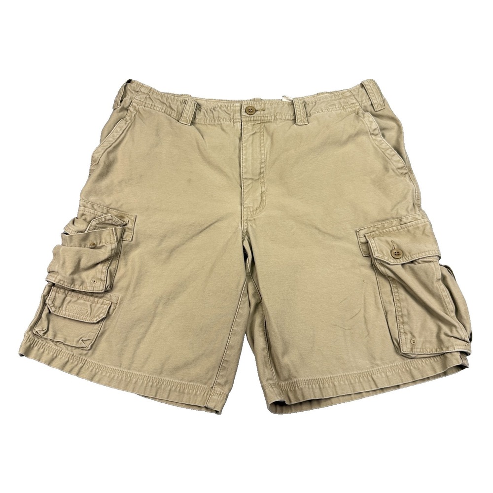 Eddie Bauer Mens Cargo Shorts Size 38 Relaxed Inner Drawstring Khaki Outdoors